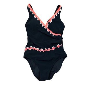 Profile by Gottex Black One Piece Swimsuit With Ruffle Detail Size 10